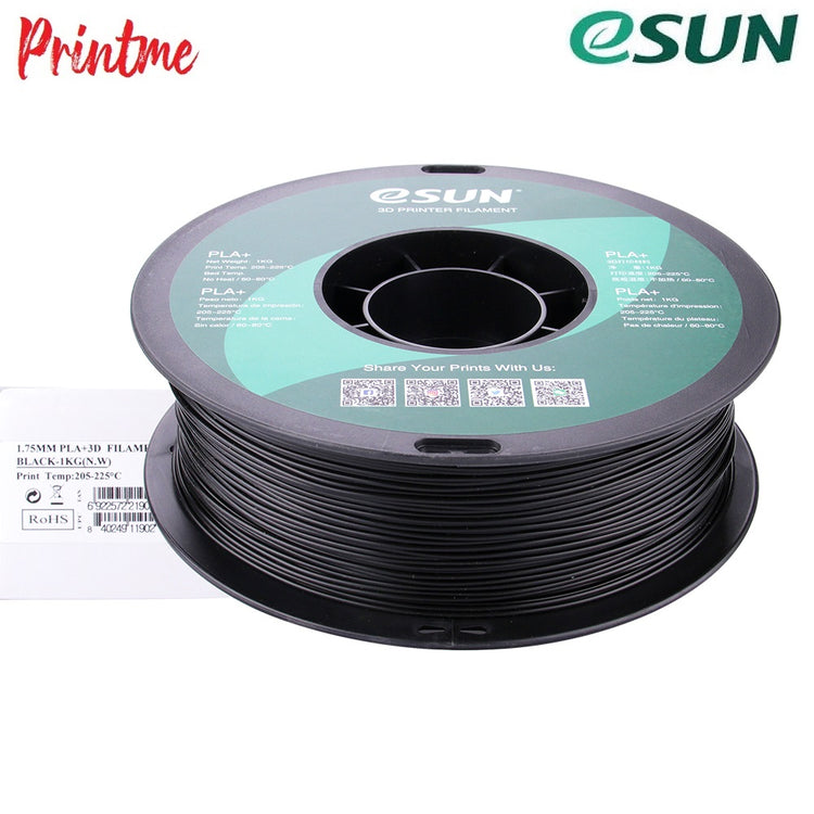 eSUN 1.75mm Black ABS+ 3D Printer Filament 1kg Spool (2.2lbs), Black