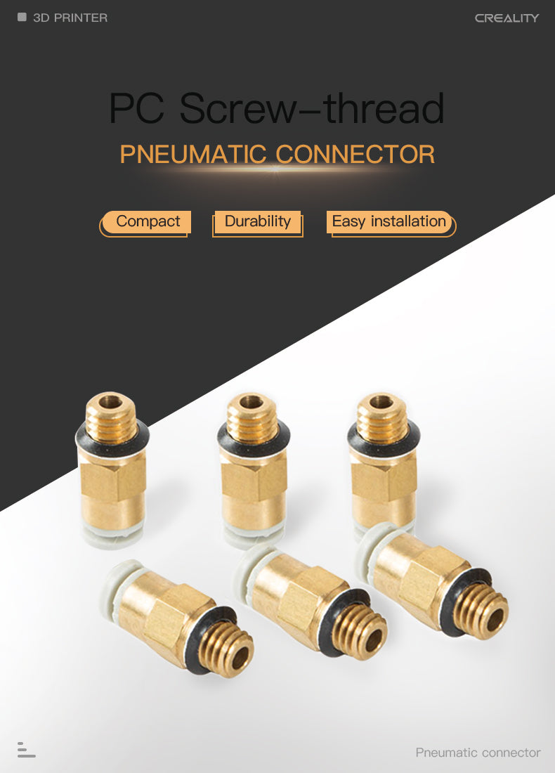 Creality 3D Small Male Straight Pneumatic Tube Push Fitting Connector