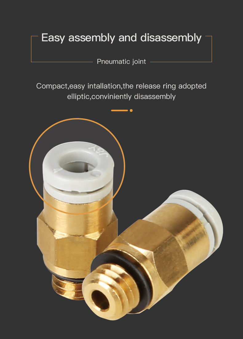 Creality 3D Small Male Straight Pneumatic Tube Push Fitting Connector