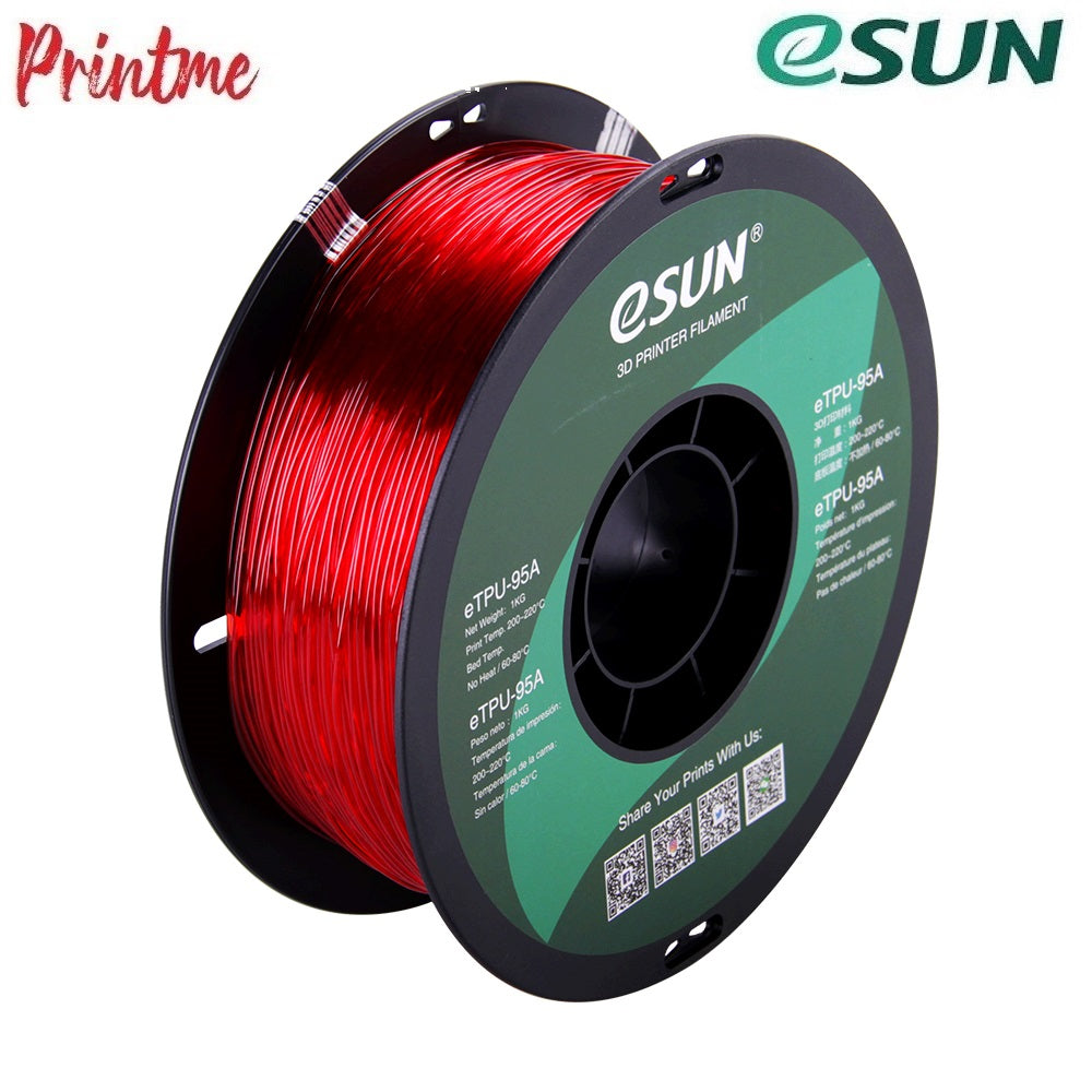 eSUN TPU-95A Transparent Red 1.75mm 1kg/2.2lbs