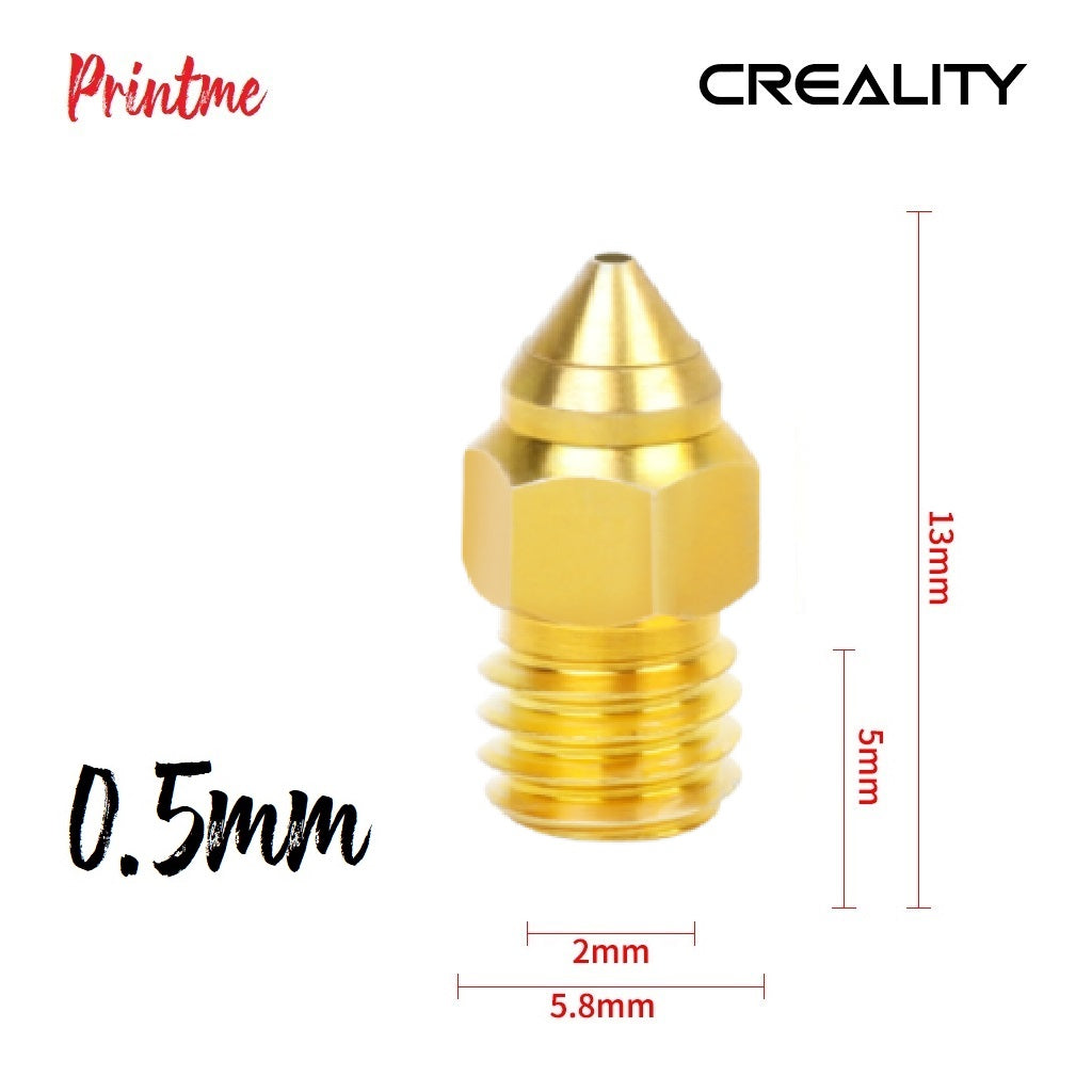 1x Creality MK8 0.5mm Brass Nozzle Head
