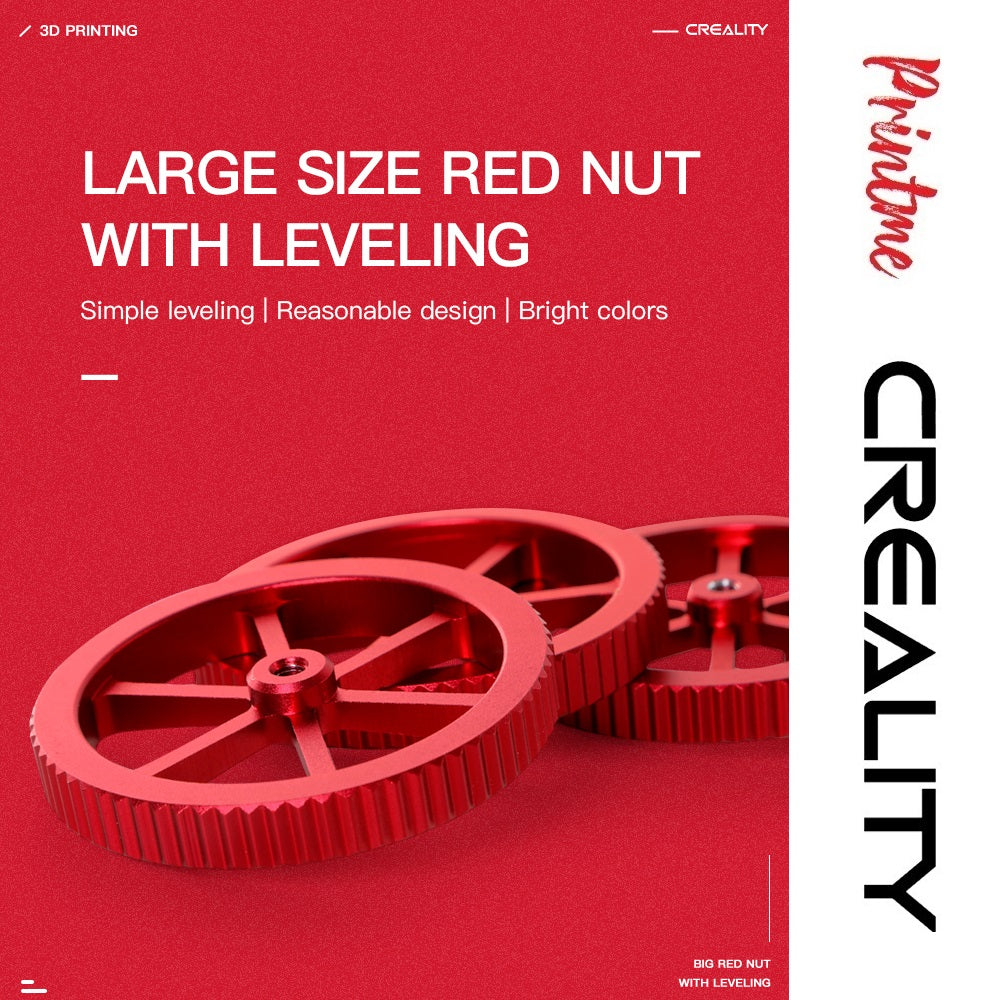 Creality 3D, 4x Large Hand Twist Leveling Nut Red